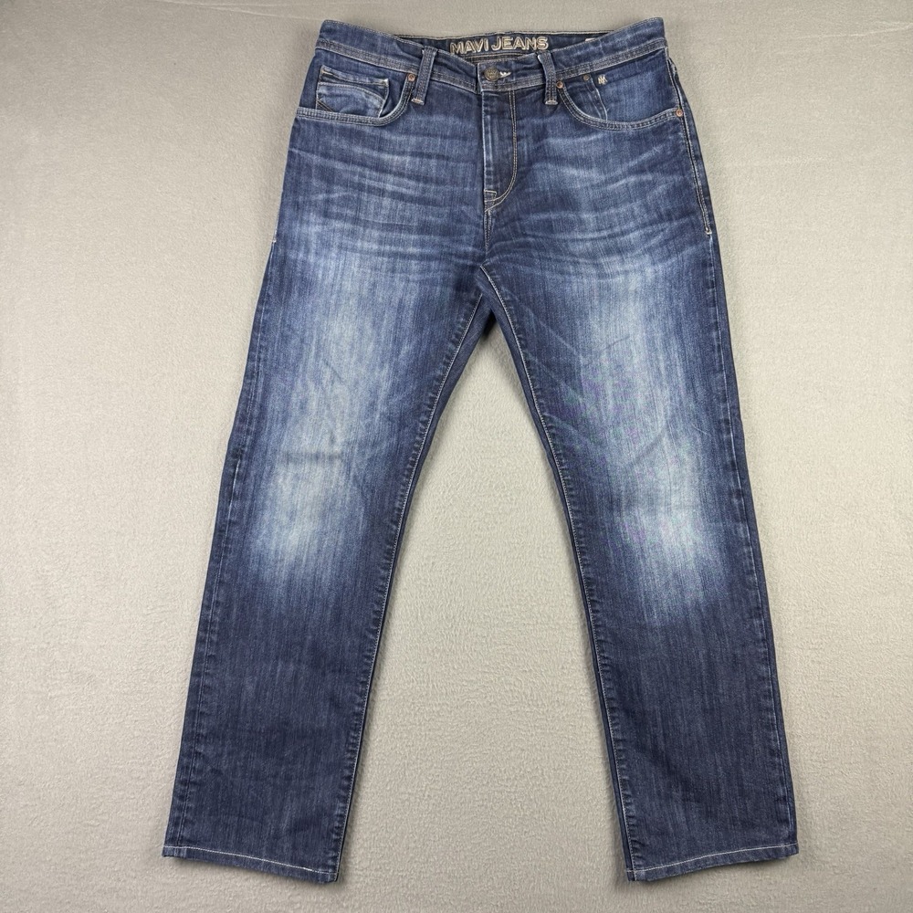 Mavi Zach Straight Leg Jeans Mens 33x30* Blue Denim Dark Wash Regular Fit
